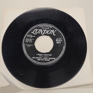 Jim Backus and Friend Delicious I Need a Vacation 45 RPM Vinyl Record Vintage